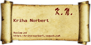 Kriha Norbert névjegykártya